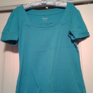 Express aqua square neck short sleeve shirt